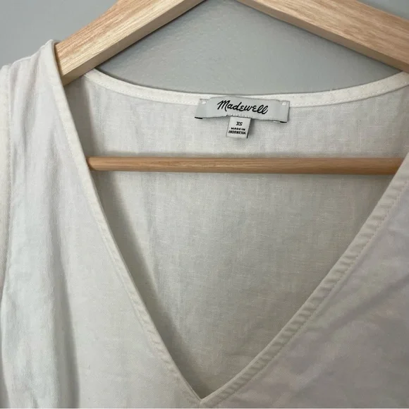 Madewell Linen & Cotton Side Button Midi Dress In Lighthouse White SIZE XS - Picture 11 of 14